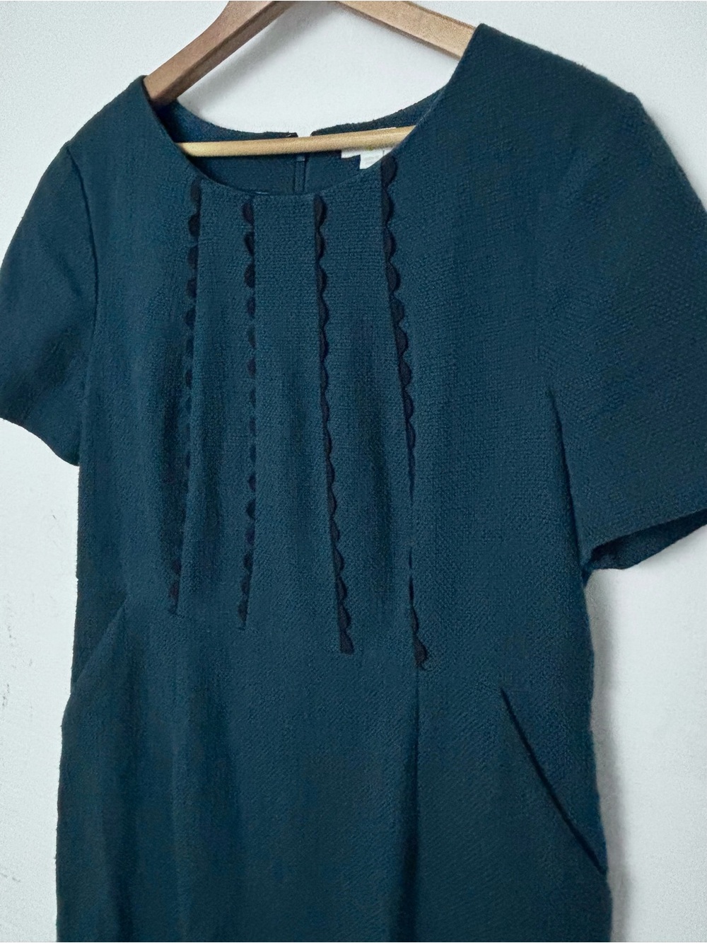 Boden Jane Shift Dress Dark Teal Short Sleeve Cotton Shift Dress Large 12 - Picture 9 of 13